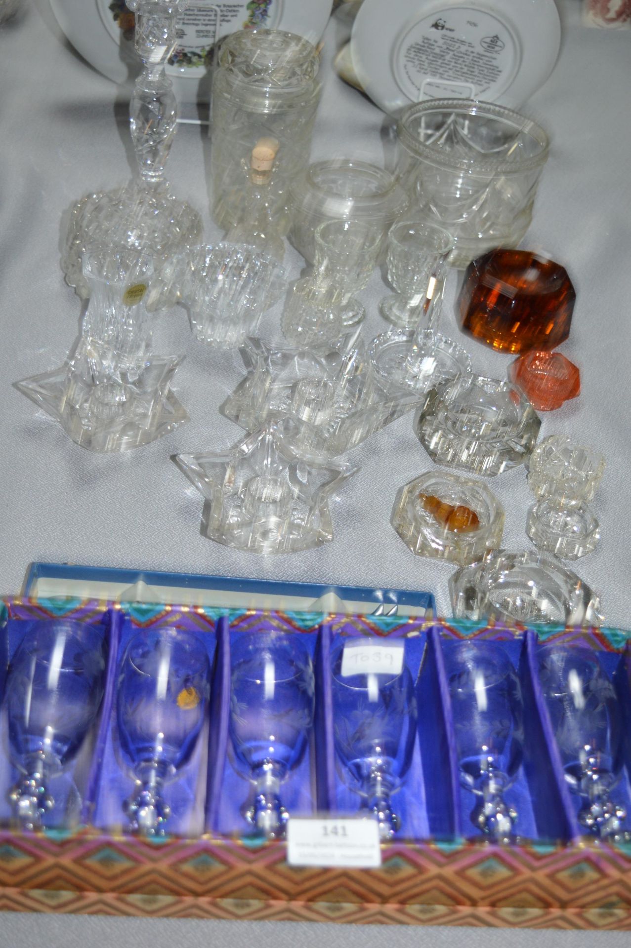 Decorative Glass Dishes, Wine Glasses, etc.