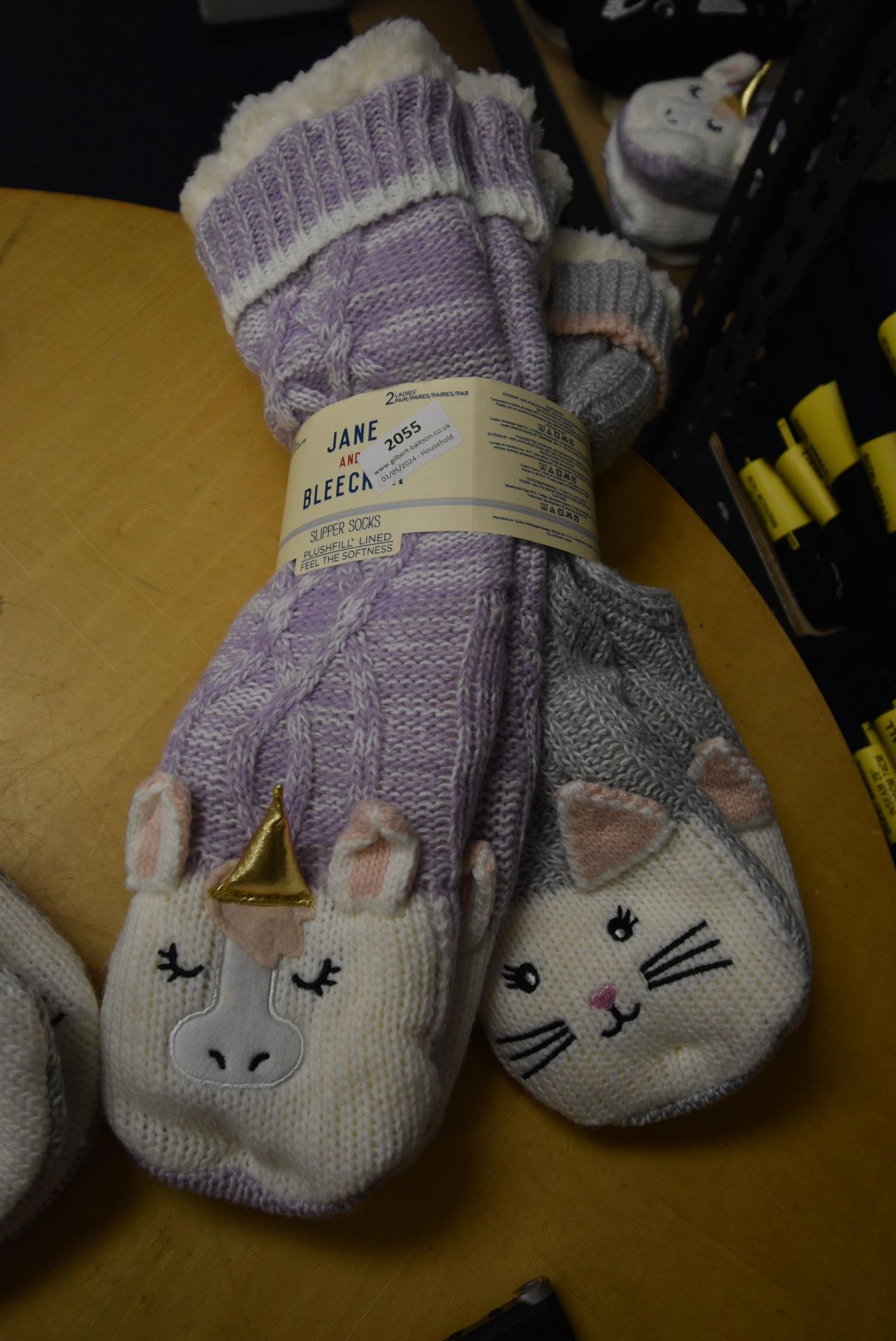 *Two Pairs of Jane & Bleaker Unicorn & Cat Slipper Socks