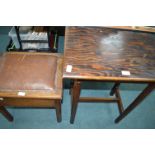 1930's Oak Side Table and Piano Stool