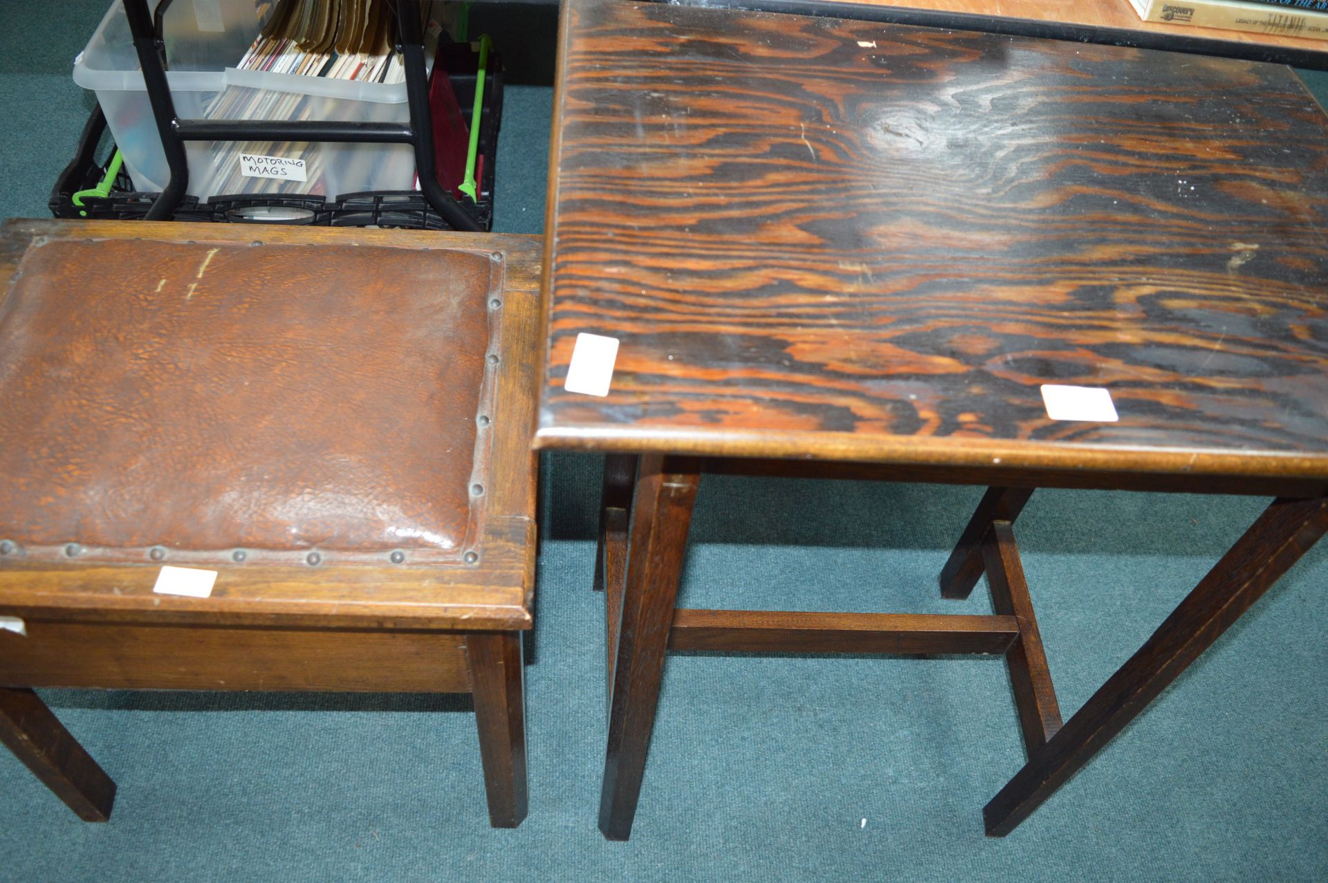 1930's Oak Side Table and Piano Stool