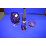 Four Purple Glass Vases etc.