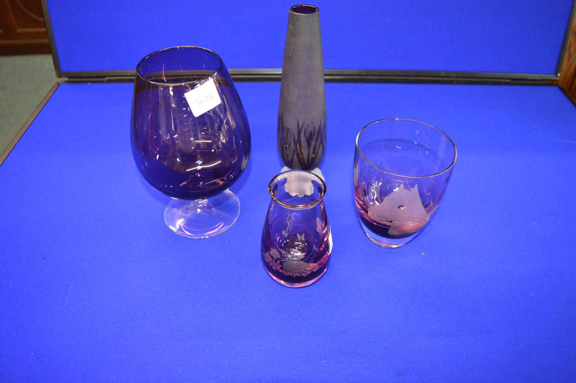 Four Purple Glass Vases etc.