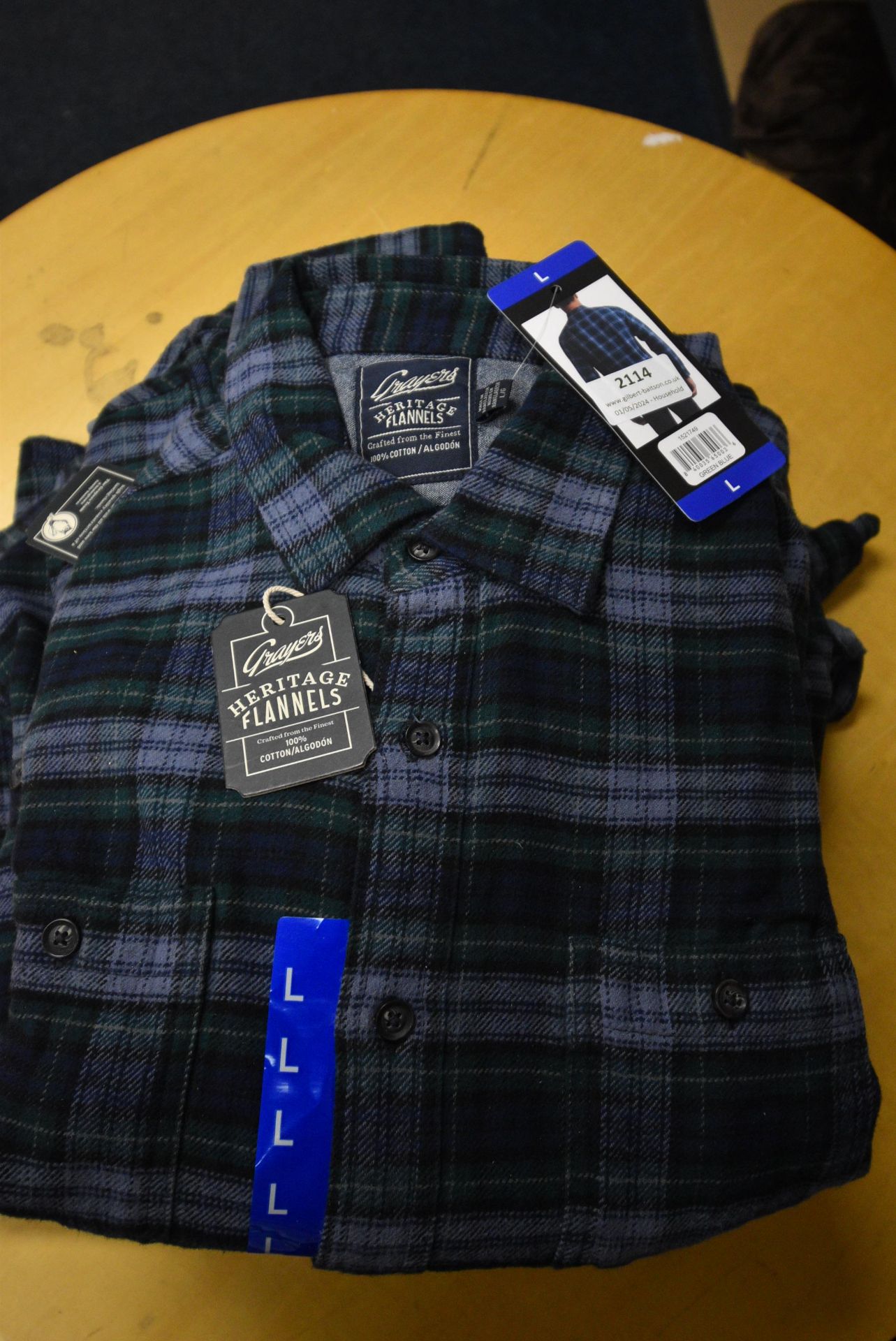 *Grayers Heritage Flannels Checked Shirt in Blue & Grey Size: L