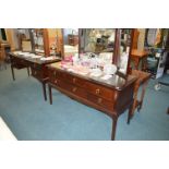 Stag Six Drawer Glass Topped Dressing Table with T