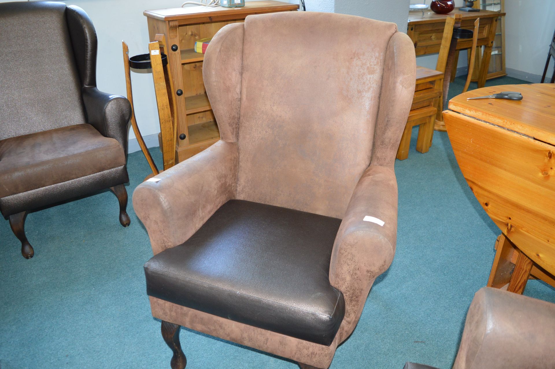 Pair of Faux Leather Wingback Armchairs - Image 2 of 2