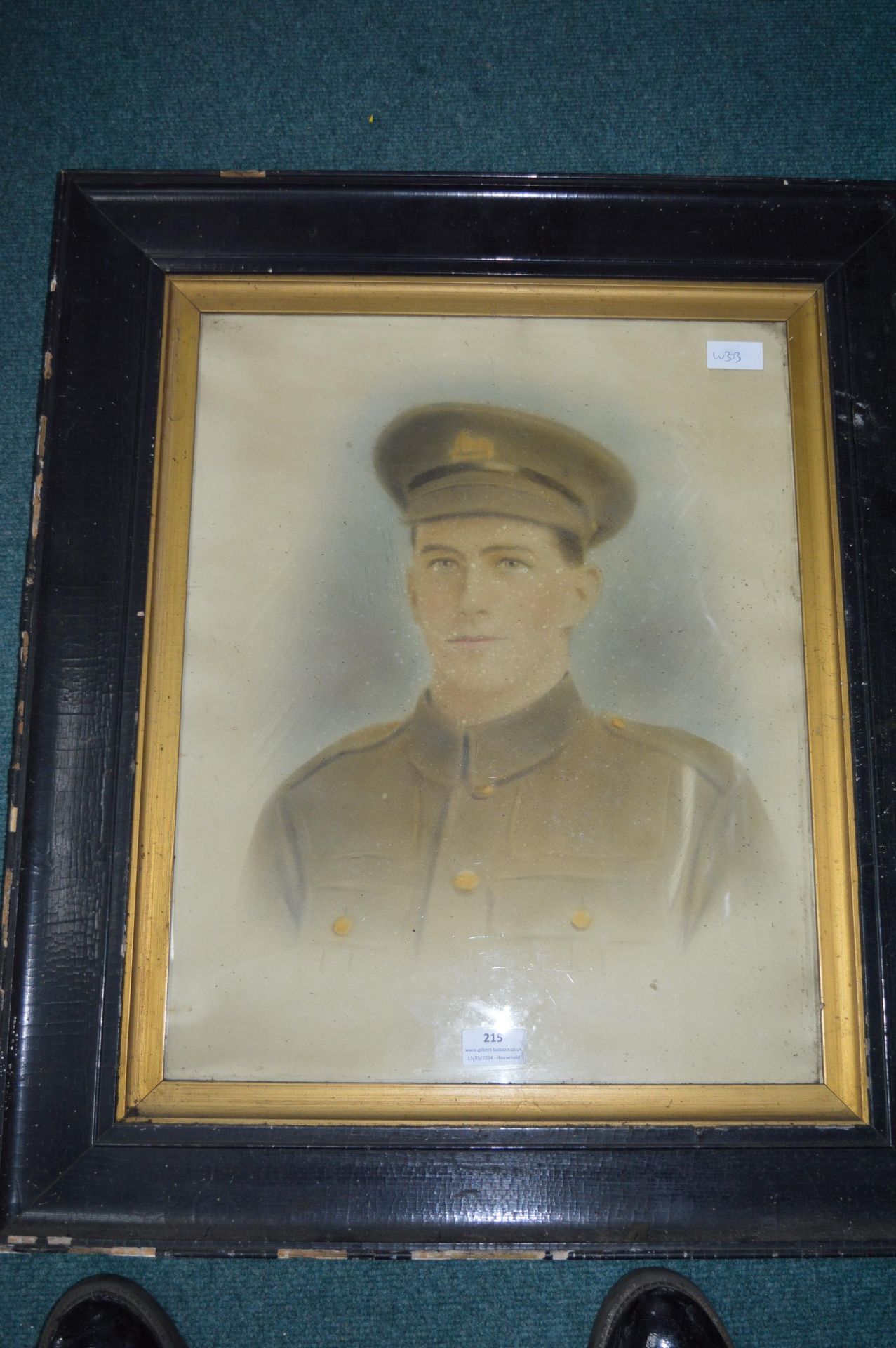 Framed WWI Hand Tinted Photo of a Soldier