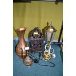 Two Lamps and Two Copper Jugs