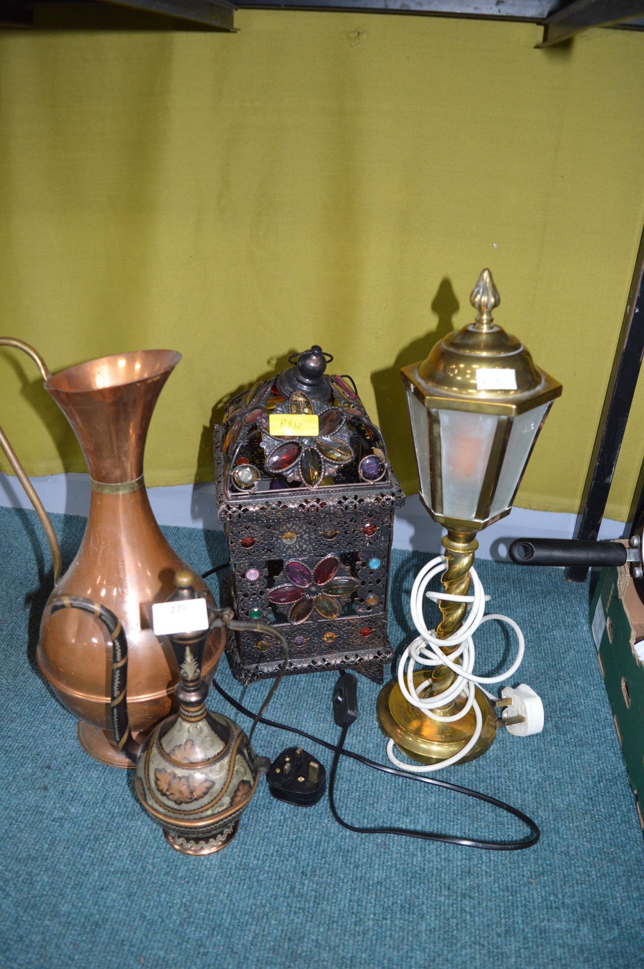 Two Lamps and Two Copper Jugs