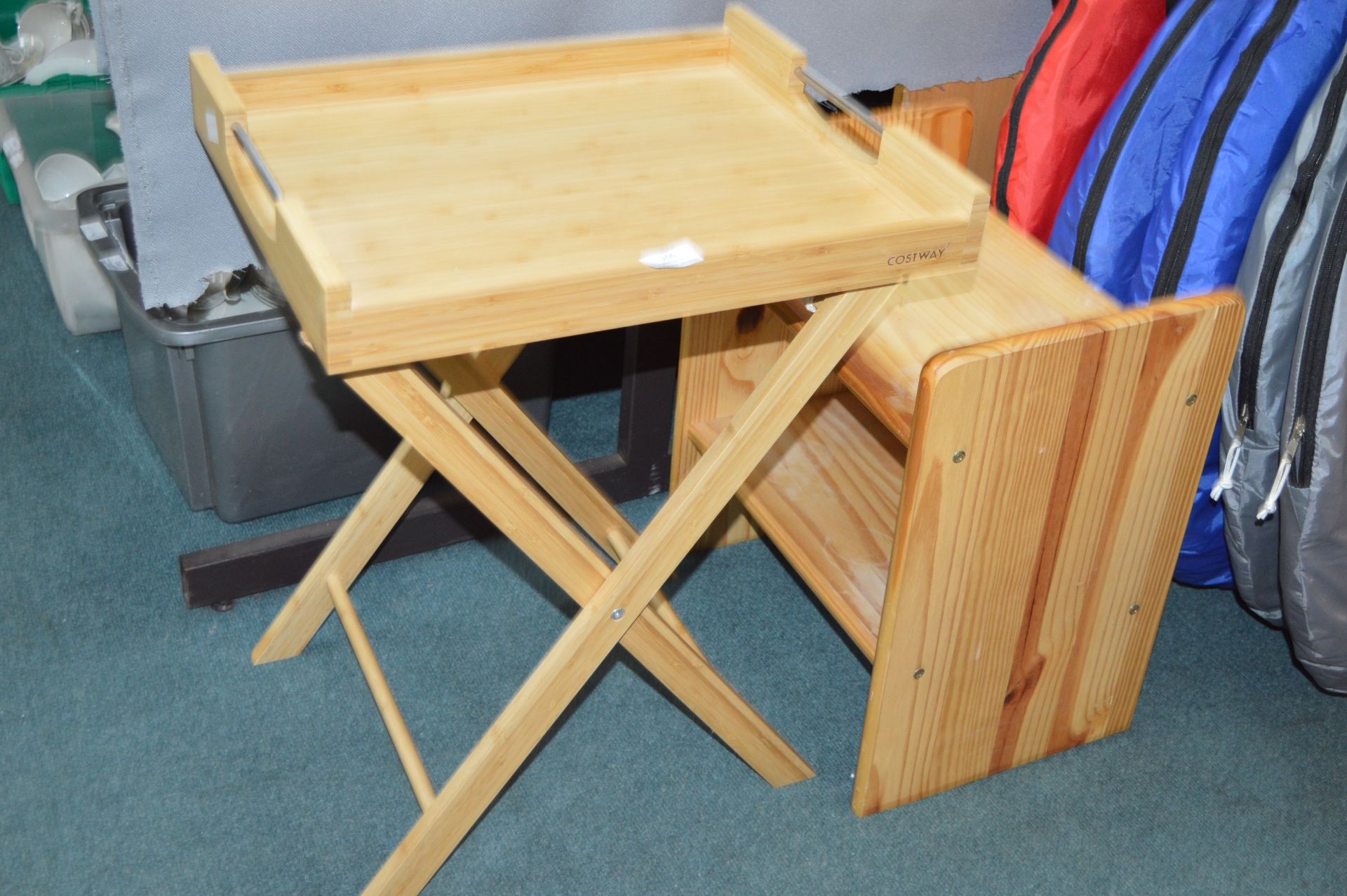 Folding Tray on Stand with Small Shelves