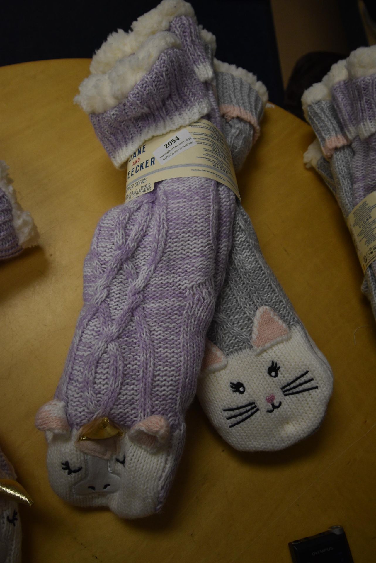 *Two Pairs of Jane & Bleaker Unicorn & Cat Slipper Socks