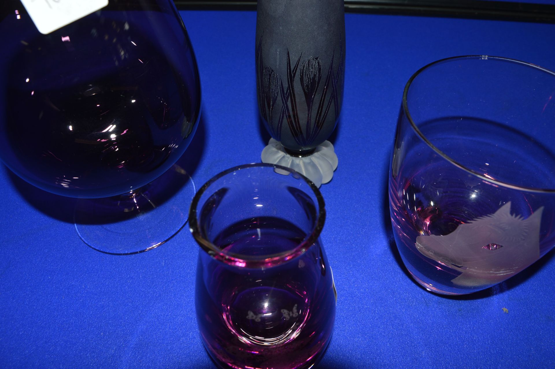 Four Purple Glass Vases etc. - Image 4 of 4