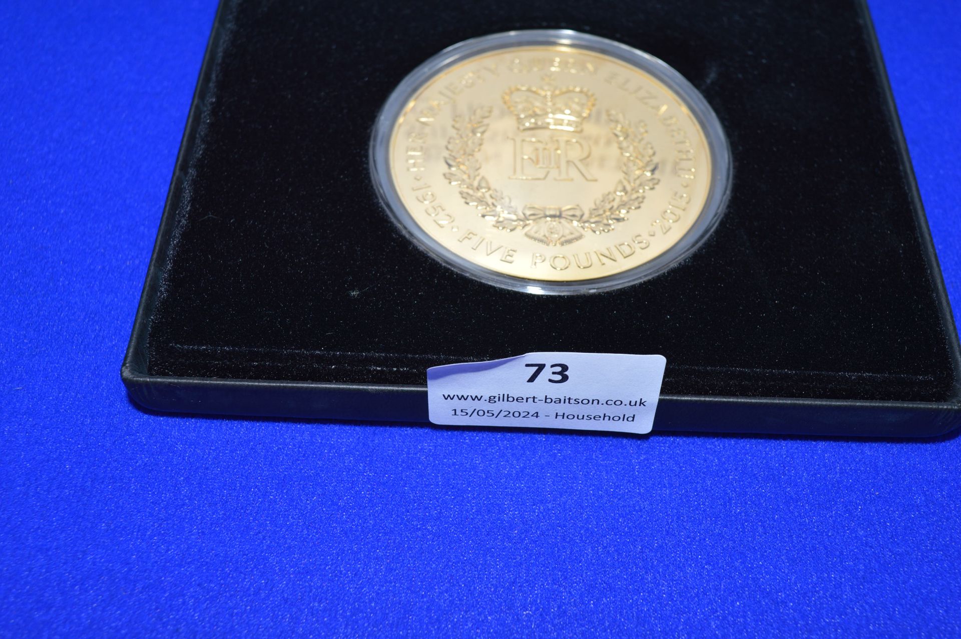 Queen Elizabeth Supersize £5 Proof Coin 24ct Gold Plated