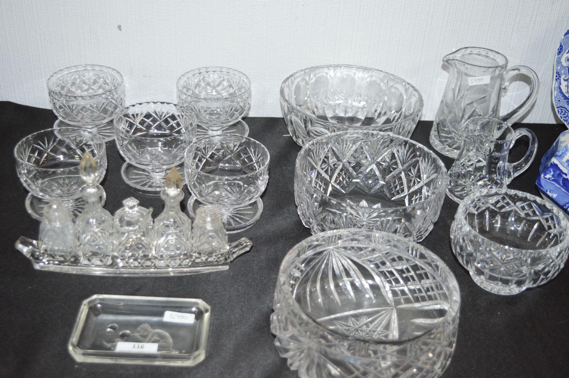 Cut Glass Lead Crystal Bowls, Cruet Set, Dessert D