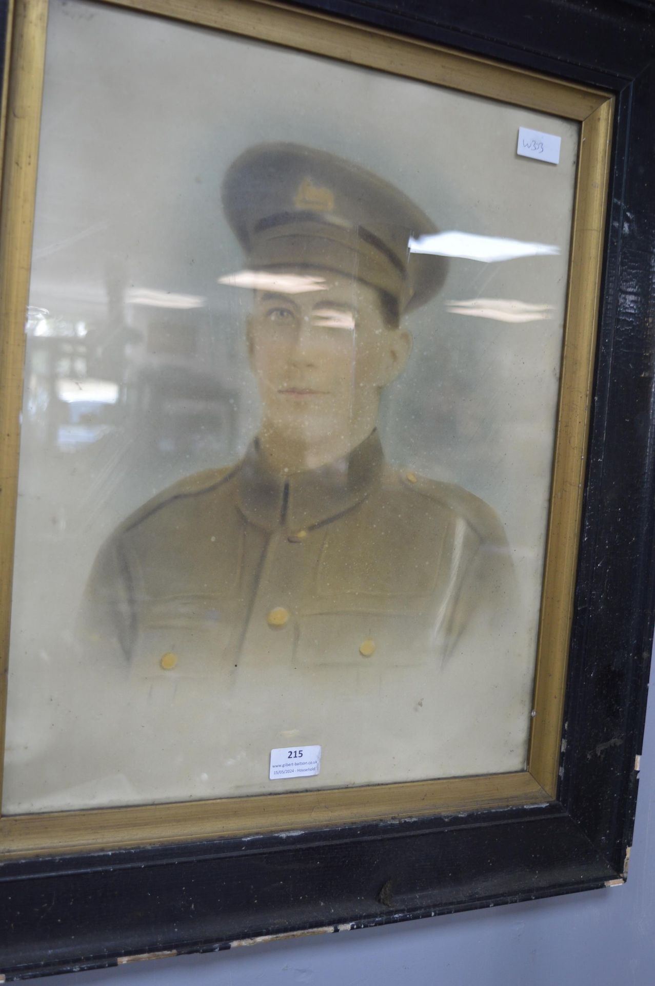 Framed WWI Hand Tinted Photo of a Soldier - Image 3 of 3