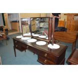 Stag Glass Topped Dressing Table with Triple Mirro