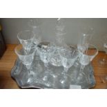 Tray Containing Lead Crystal Decanters and Wine Gl