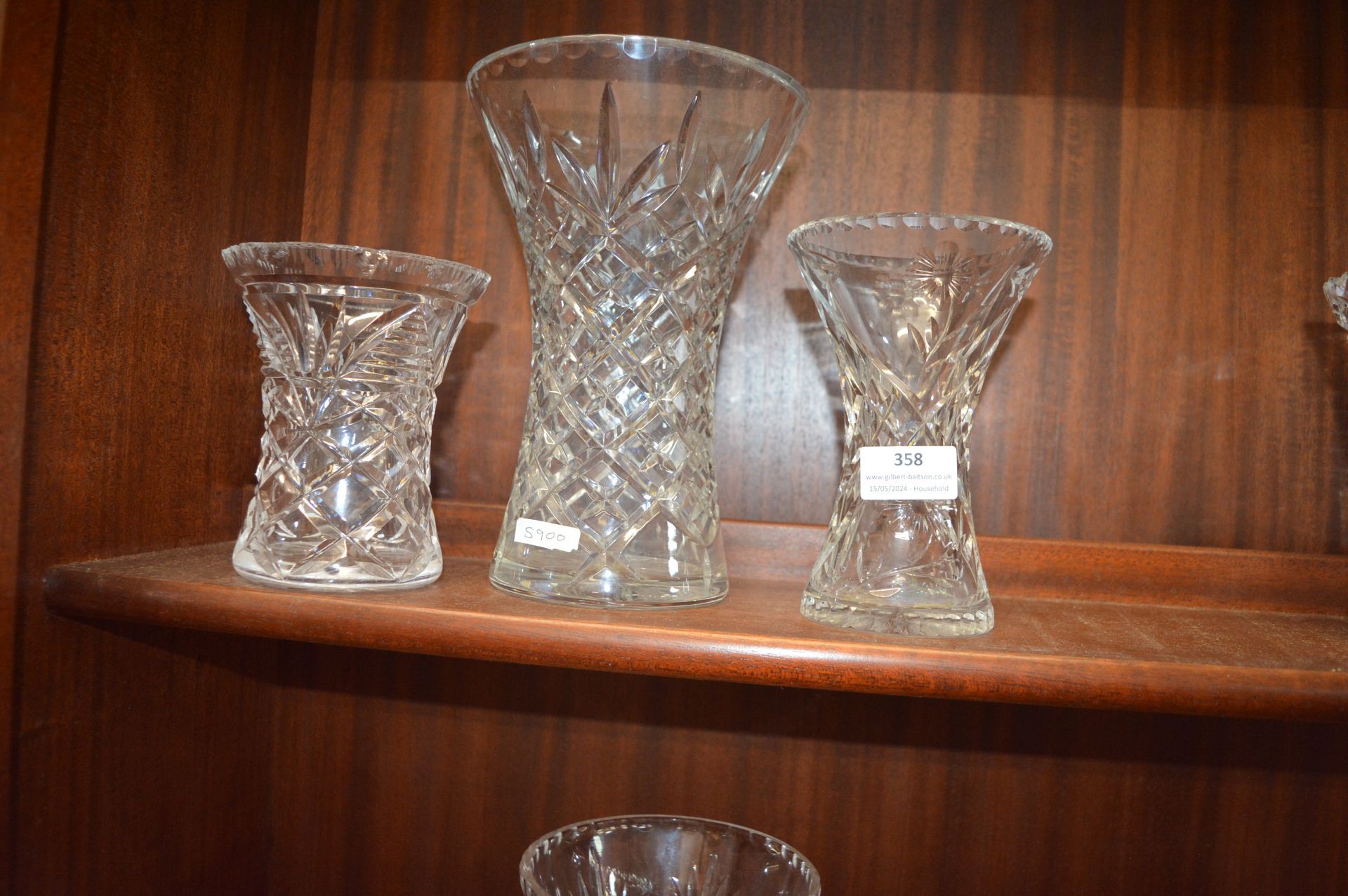 Six Cut Glass Lead Crystal Vases