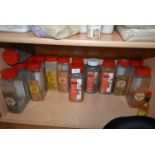 Contents of Shelf to Include Assorted Spices Including Black Pepper, Nutmeg, Ginger, etc.