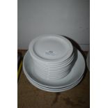 Twelve Small White Platters and Three White Bowls