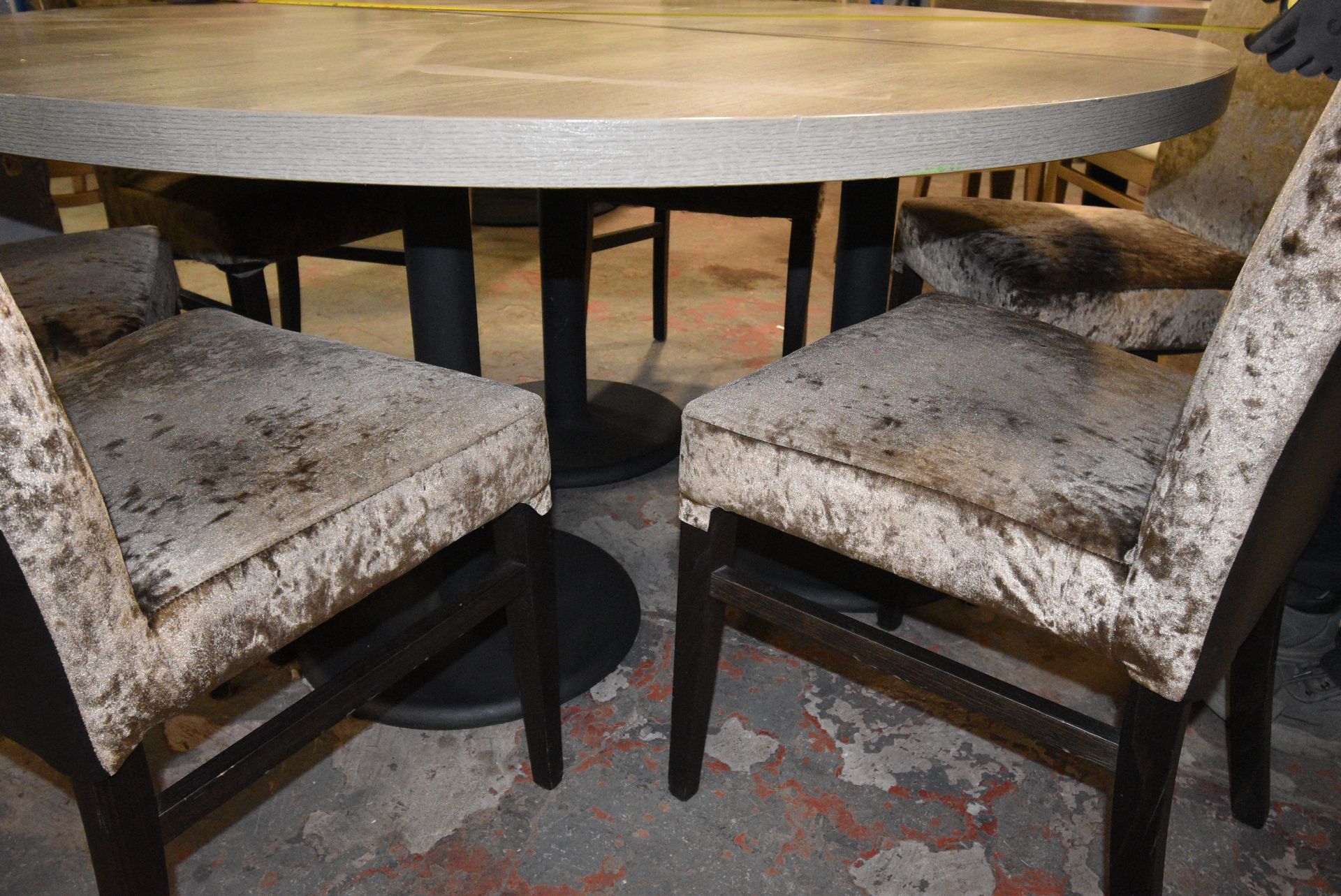 150cm Circular Triple Pedestal Table with Six Chairs - Image 2 of 2
