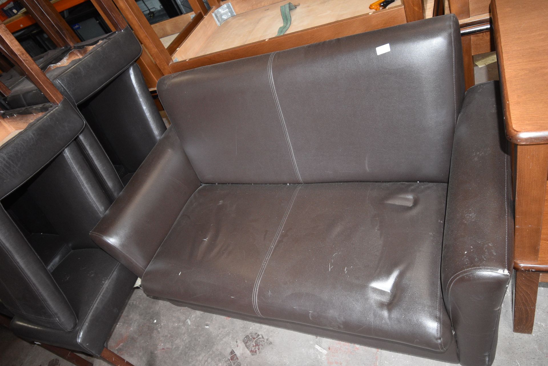 Brown Leatherette Two Seat Sofa