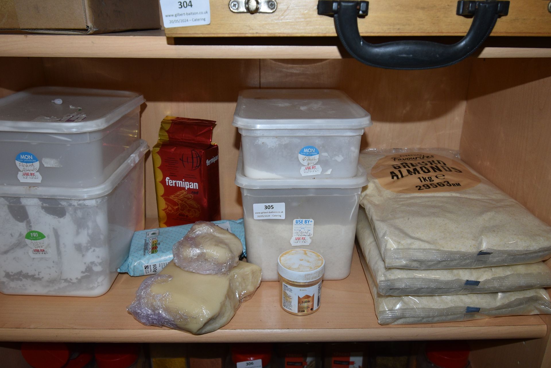 Contents of Shelf to Include Ground Almonds, Fermipan, Edible Gold Dust, etc. (some past best before