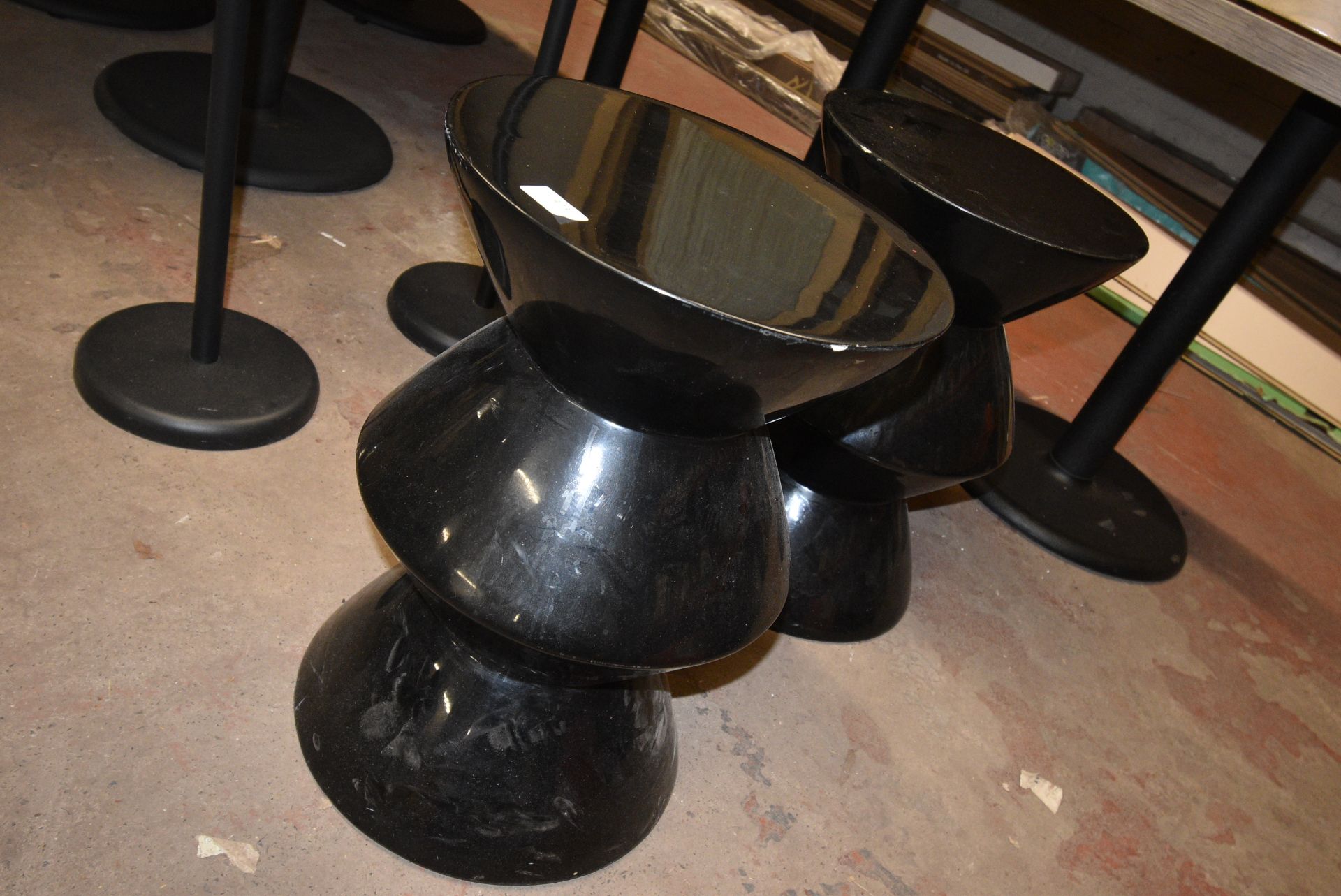 Two Black Solid Stools
