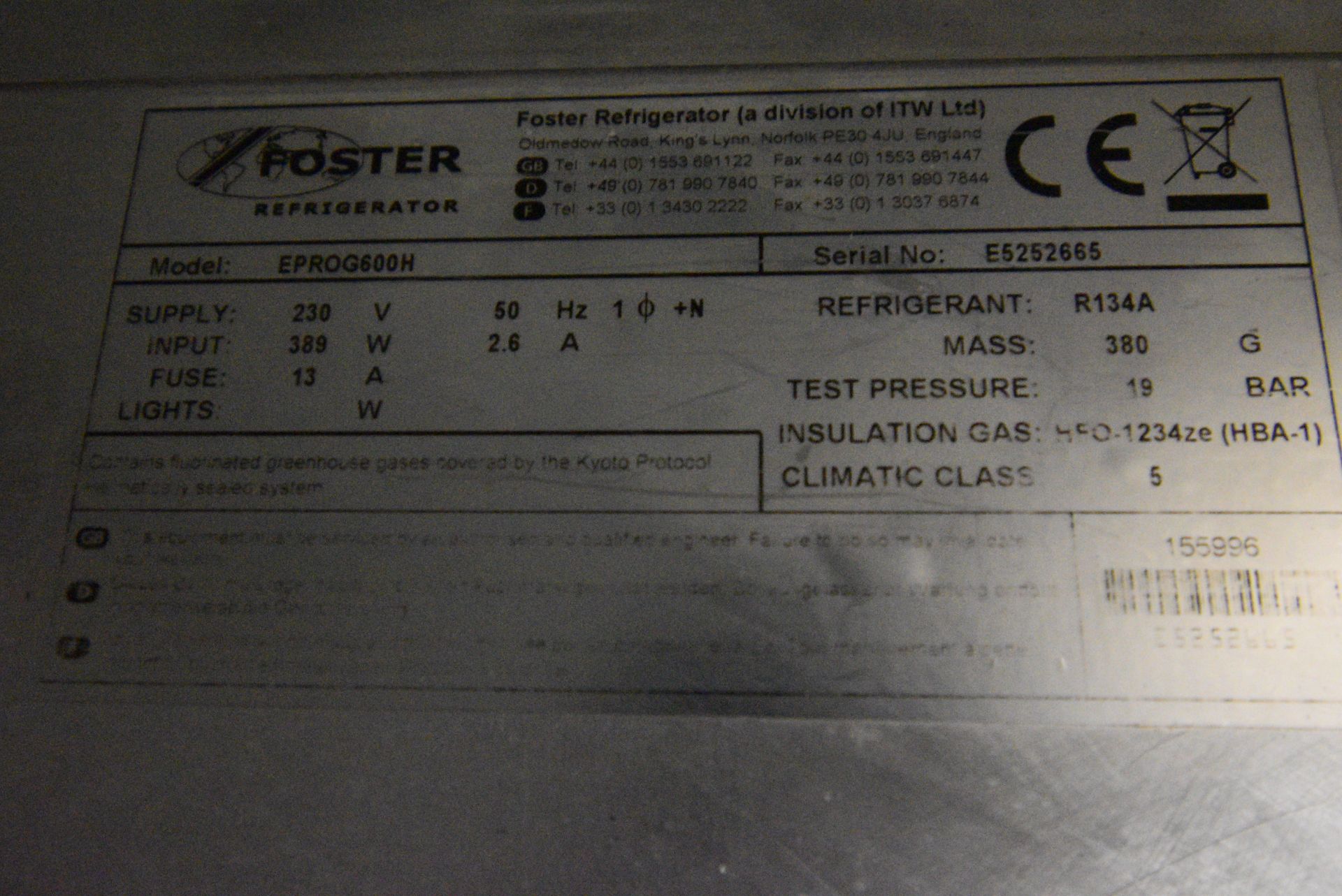 *Foster EPROG600H Refrigerator - Image 3 of 3