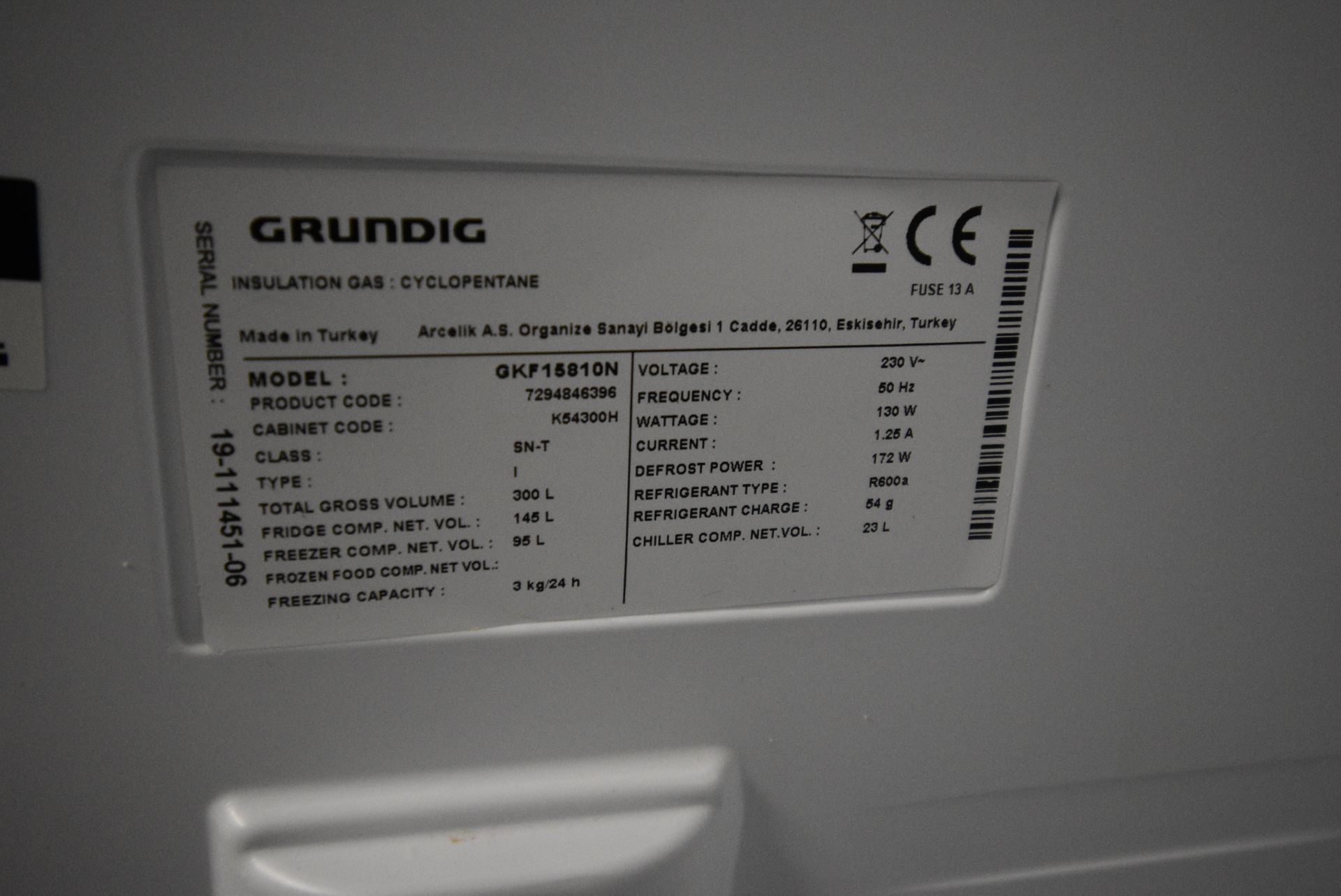Grundig GKF15810N Upright Refrigerator - Image 3 of 4