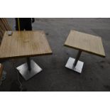 Two 70cm Square Single Pedestal Tables