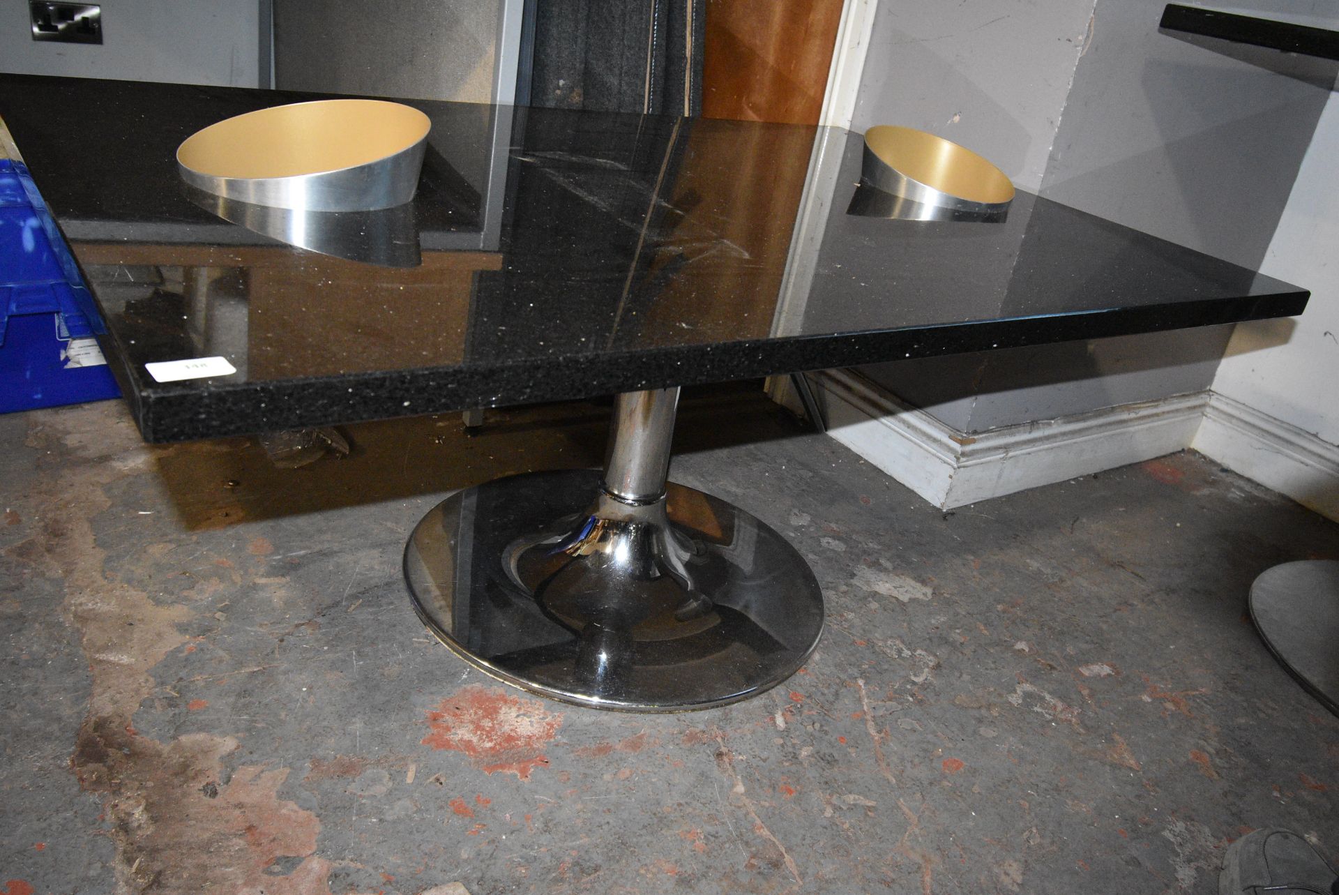 Rectangular Black Granite Single Pedestal Table with Two Champagne Bucket 120x80cm x 50cm high - Image 2 of 2