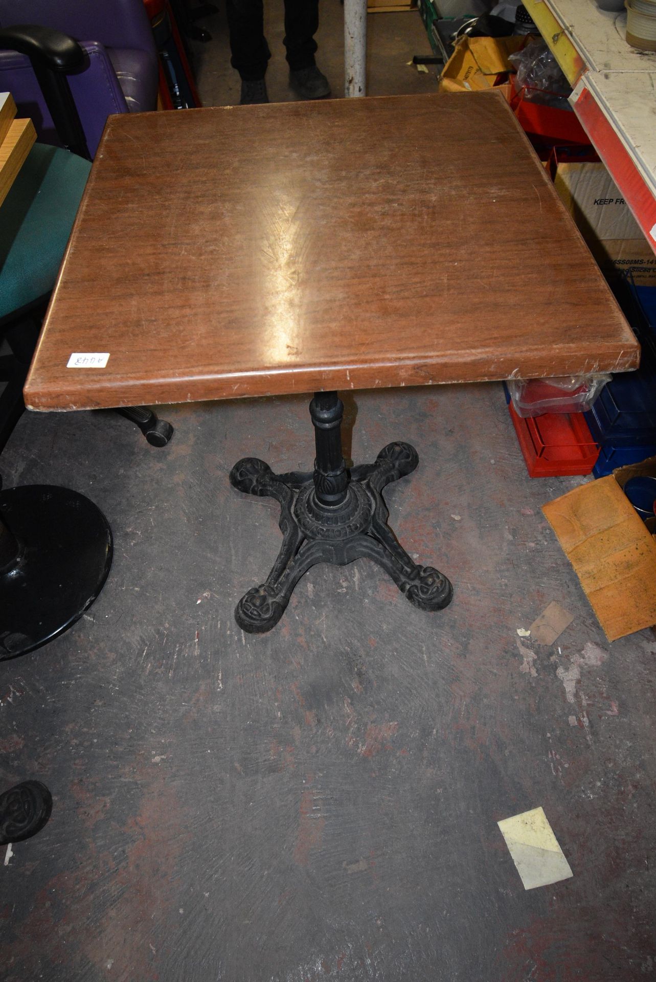 60cm Square Table with Cast Iron Pedestal