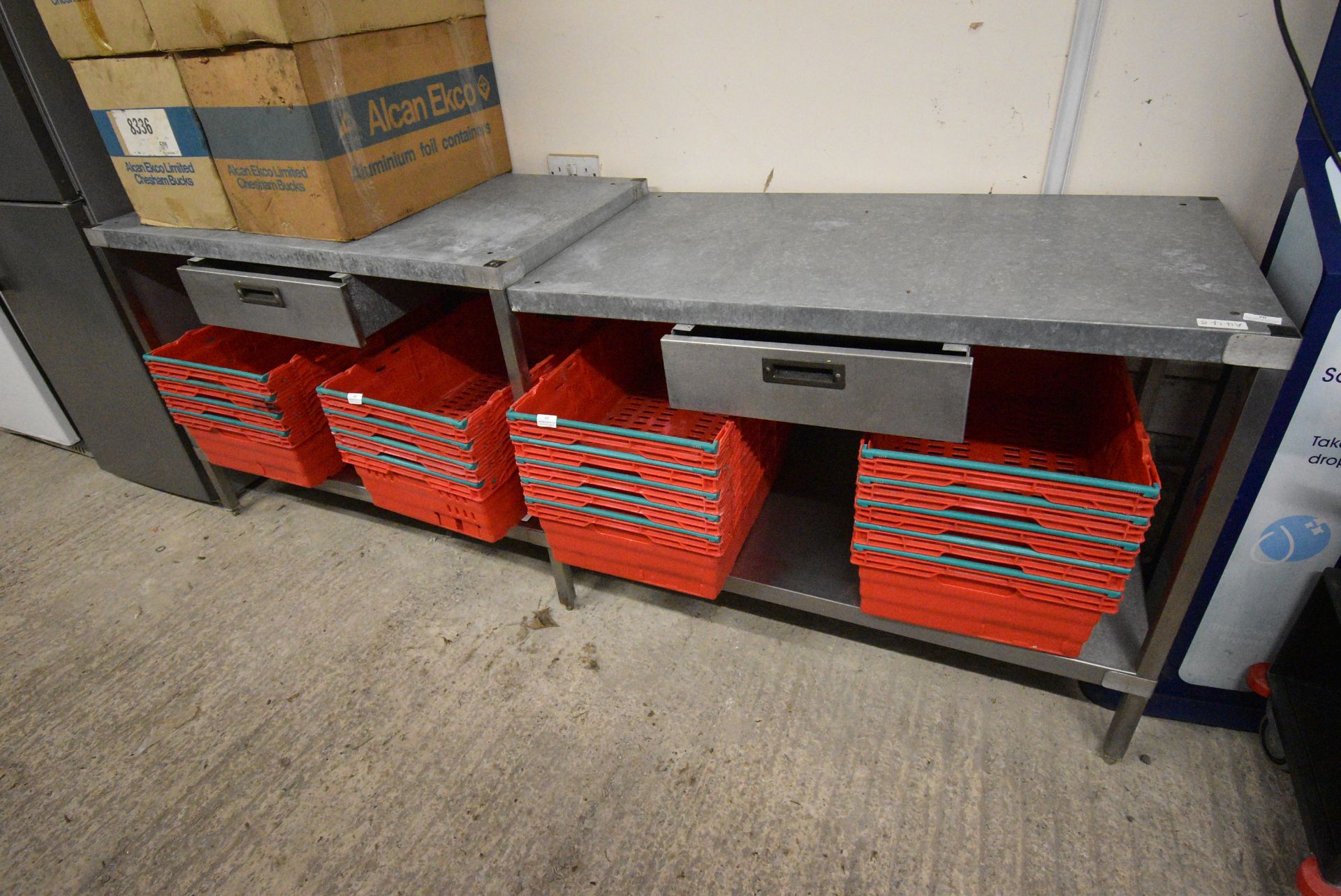 Preparation Table with Undershelf and Two Drawers