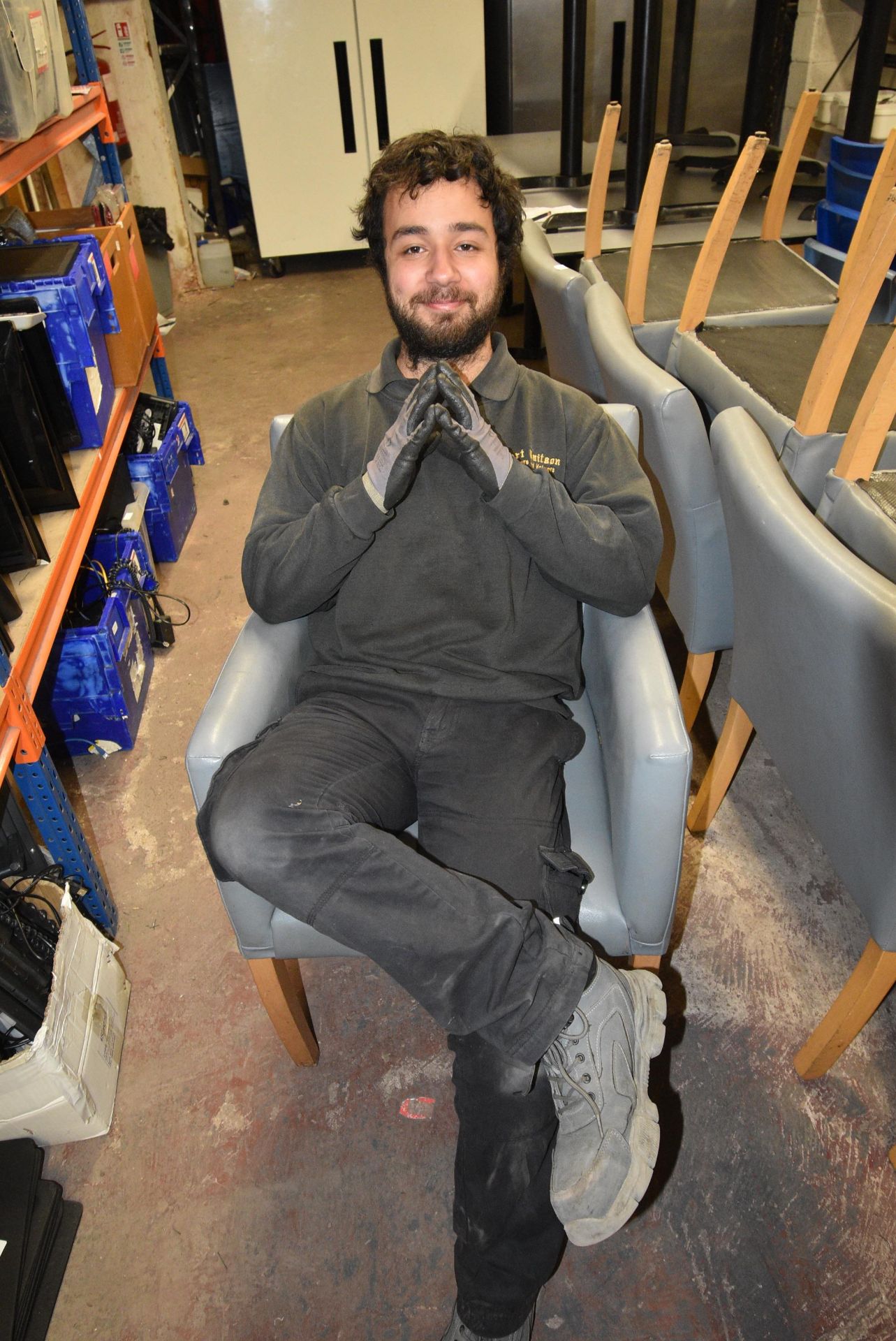 *Four Grey Leatherette Chairs