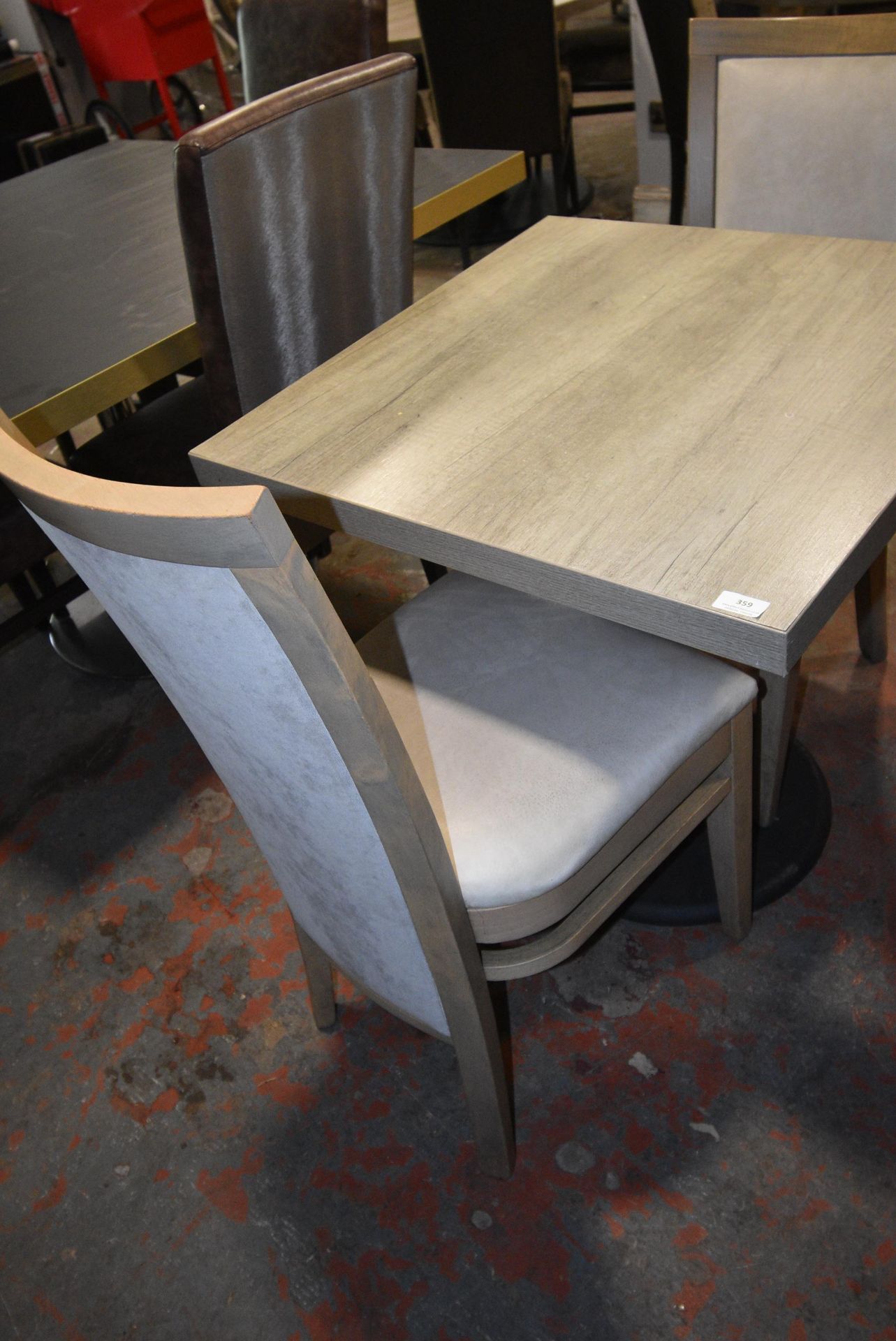 70cm Square Single Pedestal Table and Two Chairs - Image 2 of 2