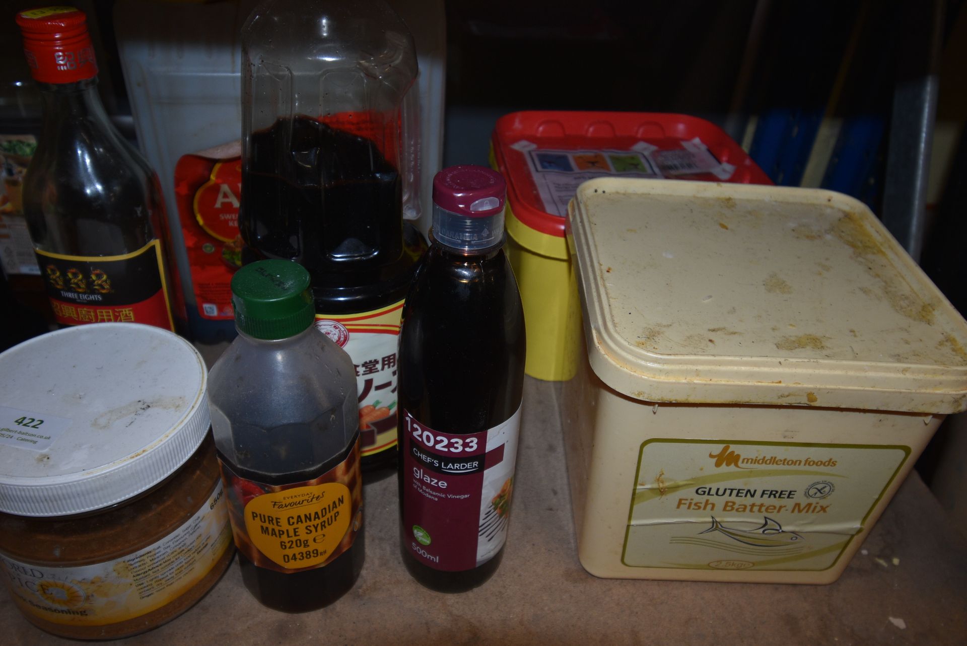 Mixed Lot Including Fish Batter Mix (opened), Vinegar, Sun Dried Tomatoes, Maple Syrup, and Jerk - Image 3 of 3