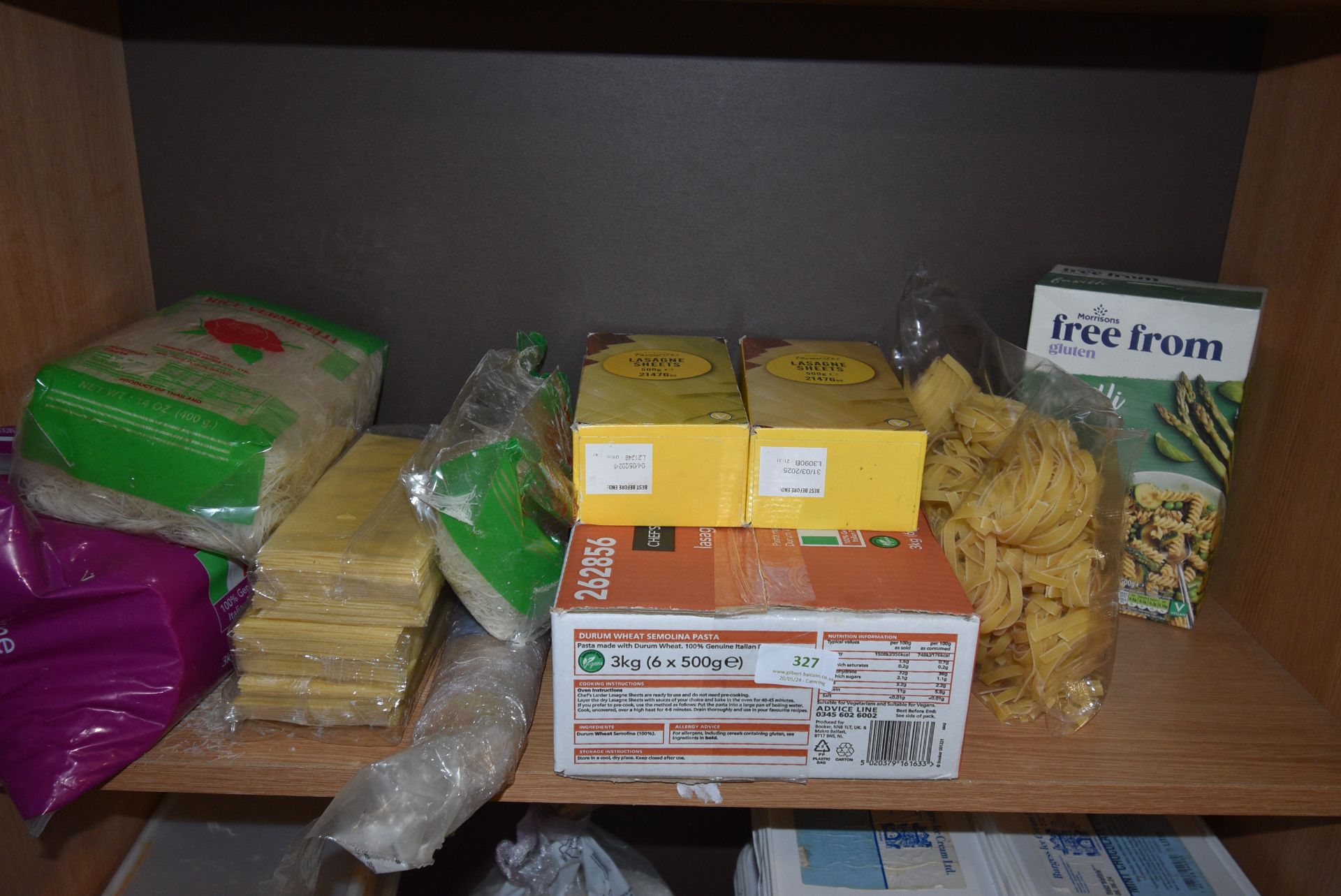 Contents of Shelf to Include Assorted Pastas