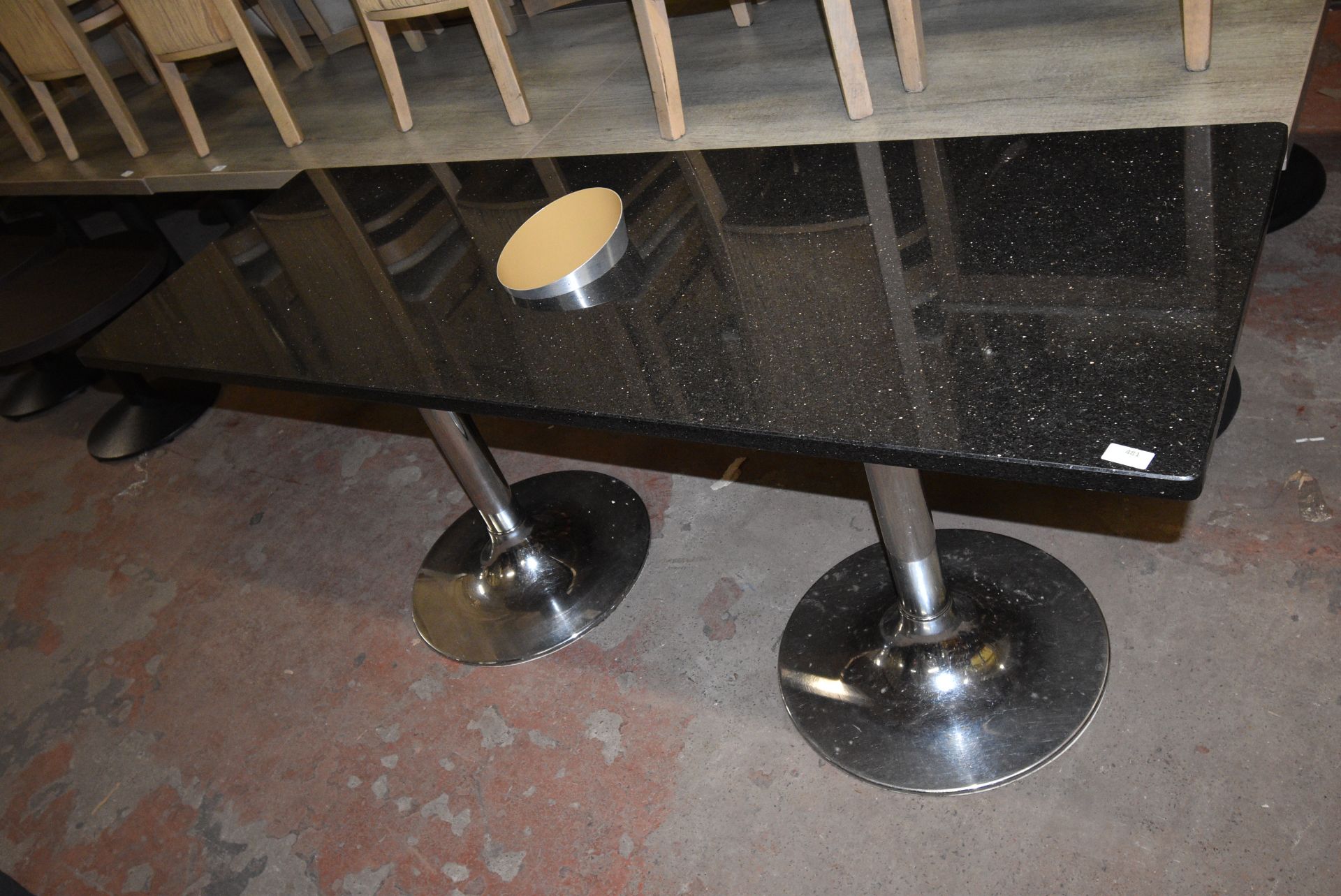 175x60cm Rectangular Black Granite Twin Pedestal Table with Ice Bucket
