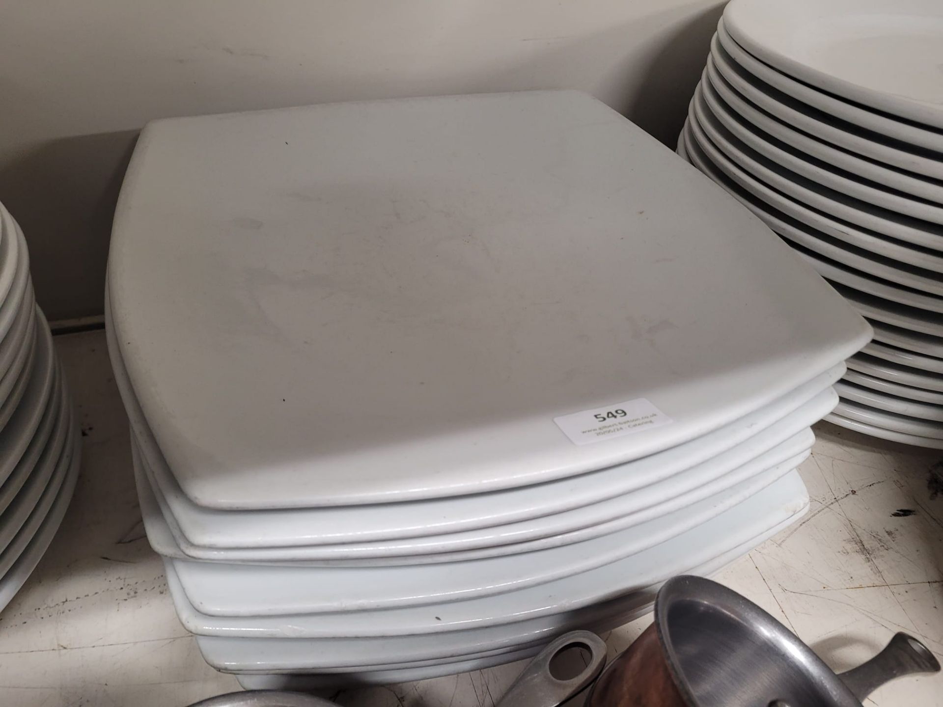 9 Square Plain White Plates