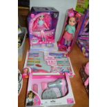 Five Girl's Toy Including Doll and Hair Stylers