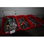 Three Trays of 3/8 and 1/4 Sockets, Ratchets, etc.