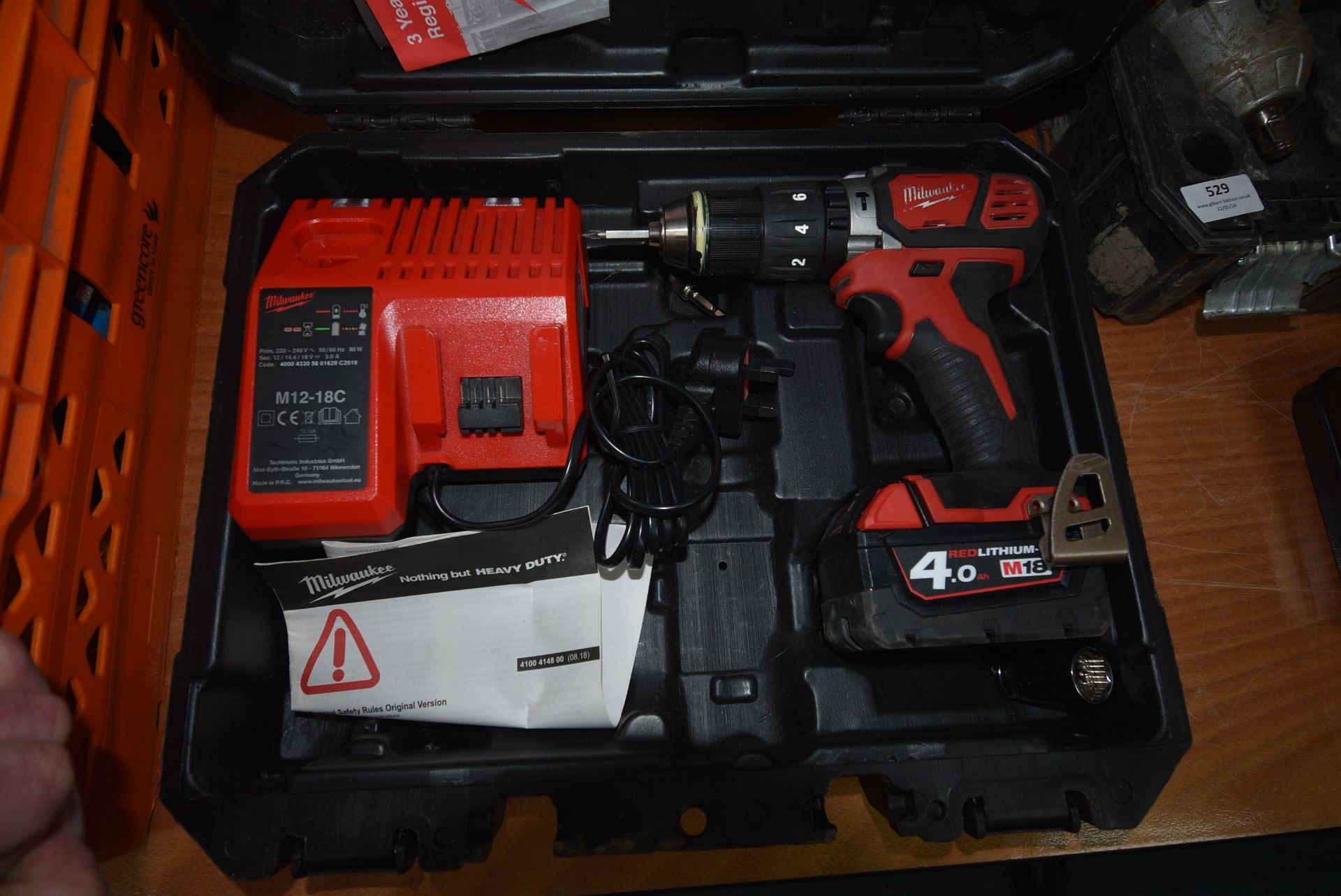 Milwaukee Drill with Battery, Charger, and Case