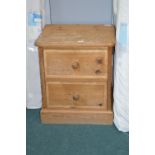 Solid Pine Two Drawer Bedside cabinet