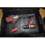 Milwaukee Packout Box Containing ½” Impact Gun, and a Drill (no batteries)