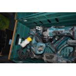 Makita Cordless Tools Including Drivers, Grinders, SDS Drill, Jig Saw, and a 110v Grinder