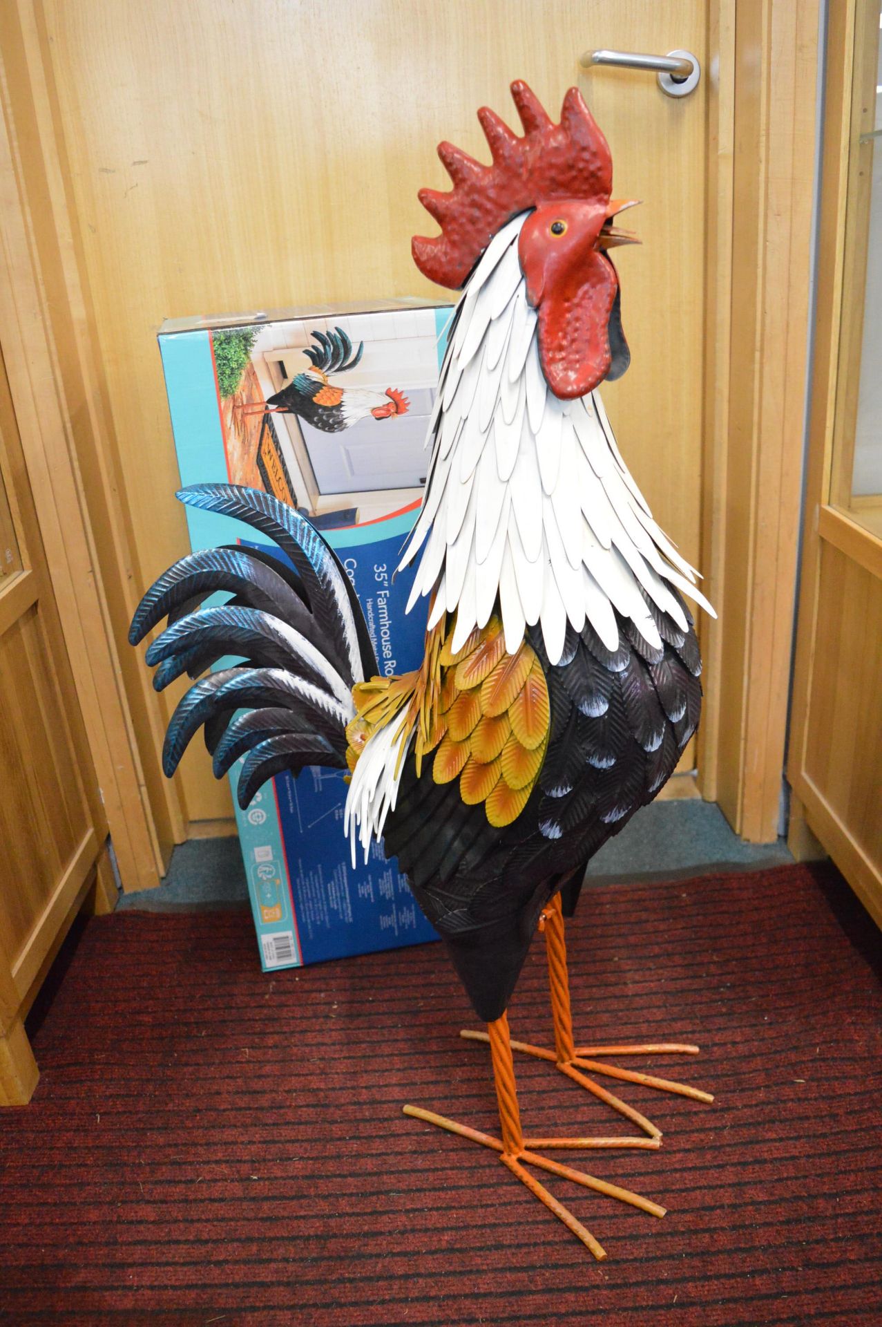 *35” Metal Rooster with Packaging