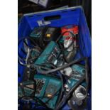 Makita Battery Operated Tools Including Palm Sander, Grinder, Angle Grinder, etc. with Assorted