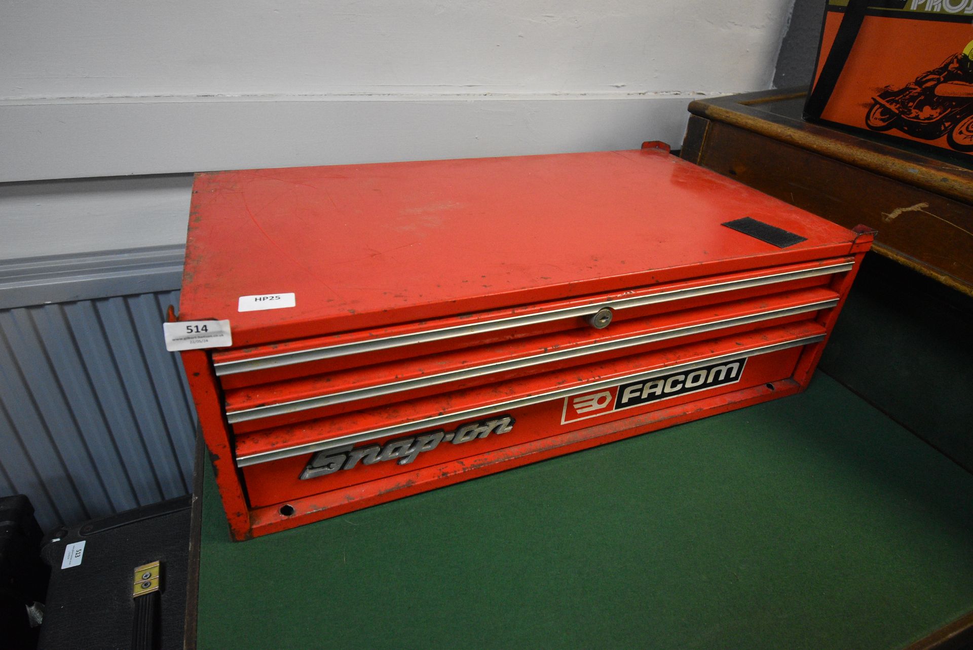 Snap On Three Drawer Tool Chest with Carry Handles 66x21x37cm and Contents of Barko and Other Tools