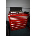 2ft x 26” Seven Drawer Tool Chest and Contents of Tools, and a Quantity of SDS Drill Bits