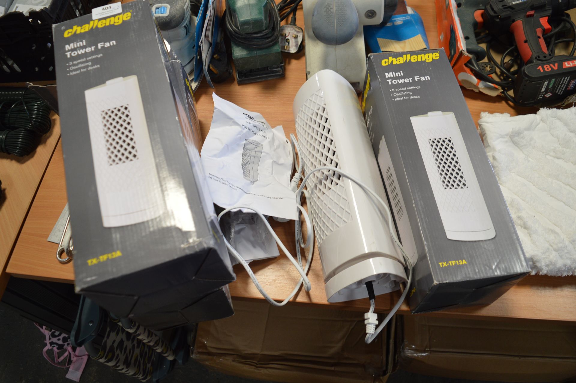 Three Challenge Mini Tower Fans (salvage)